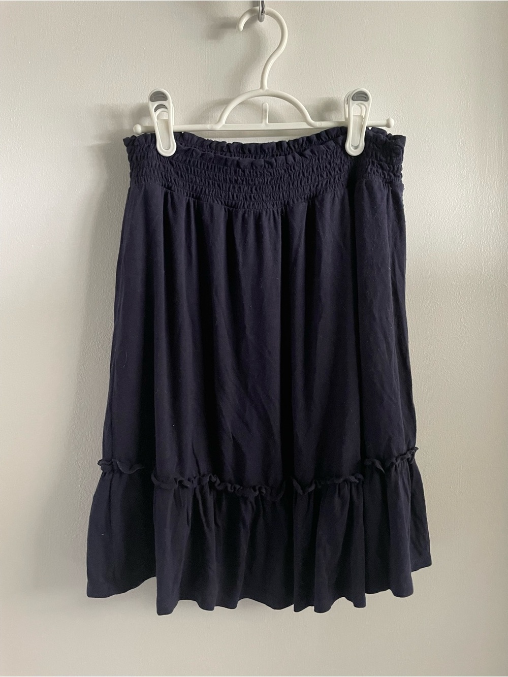 REITMANS Navy Blue Smocked Waist Ruffle Lined Skirt